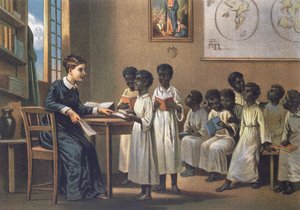 Teacher with pupils, 1880 by German School
