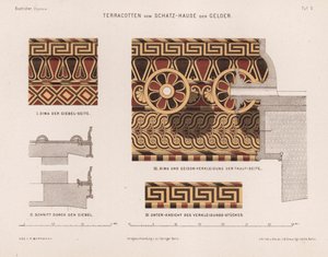 Terracotta decorations from the Treasury of Gela, Olympia, Greece by German School