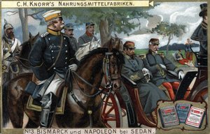 The Battle of Sedan, War of 1870: General Otto von Bismarck, King of Prussia escorted Emperor Napoleon III