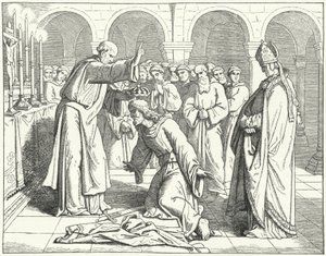 The Holy Roman Emperor Henry II receiving a blessing at the Monastery of St Vitus in Verdun