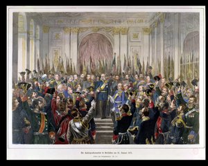 The Proclamation of Wilhelm as Kaiser of the new German Reich, in the Hall of Mirrors at Versailles on 18th January 1871, 1871