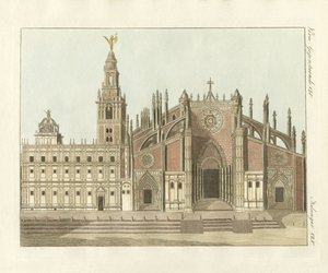 The Cathedral or Metropolitan Church of Seville (coloured engraving) by German School