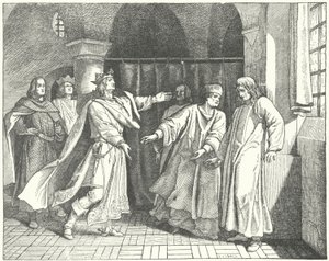 The reconciliation of Louis IV and Frederick the Fair, rival claimants to the German throne by German School