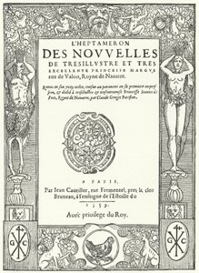 Title page from the first edition of The Heptameron, by Marguerite of Navarre by German School