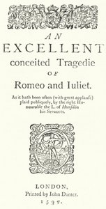 Title page of the first quarto edition of Shakespeare