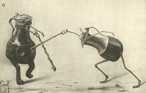 Two jugs fighting a duel