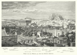 View of Athens from the east during the reign of the Roman Empire Hadrian, 2nd Century by German School