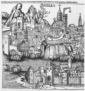 View of Basel (illustration from the Chronicle of Nurnberg by Hartmann Schedel, 1493) by German School