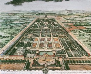 View of Garden of Herrenhausen Castle, Circa 1708, Colour Print by German School