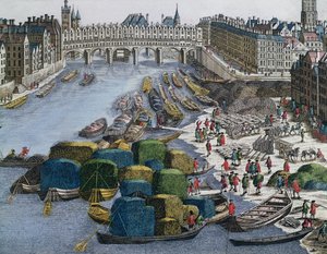 View of the Wheat Port and the Pont au Change looking upstream by German School