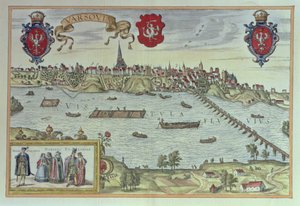 View of the city of Warsaw beside the river Vistula, from 