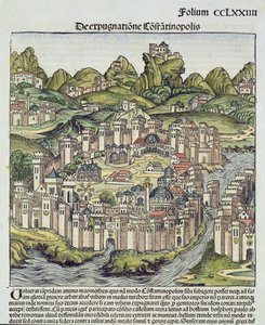 View of the walled city of Constantinople, from the Nuremberg Chronicle by Hartmann Schedel, 1493 by German School