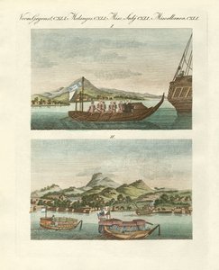 Views of the coast of Japan next to Japanese vehicles