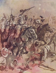 Warriors of the Sheikh of Senussi Driving the British Out of Matruh, East of Sollum, Egypt by German School