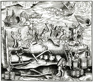 Whale-Fishing, after a Woodcut in Cosmographie Universelle of Munster, Published 1552 by German School