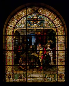 William Caxton Showing his First Printed Book to Edward IV and Elizabeth Woodville by German School