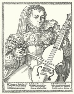 Woman playing a cello by German School