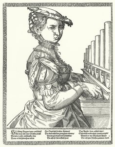 Woman Playing an Organ by German School