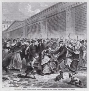 Women of the market of Les Halles freeing members of the clergy from captivity, Paris Commune