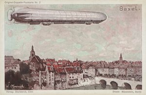 Zeppelin Flying Over Basel