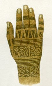 Example of Dayak Hand Tattoo Designs, Borneo, 1894 by German School