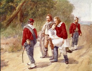 The Italian patriot Giuseppe Garibaldi transports his wife Anita suffering from typhoid to Ravenna in 1849 by Gerolamo Induno