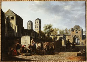 Public fountain and St. Gereon