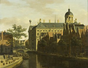 The Nieuwezijds Voorburgwal with the Flower and Tree Market in Amsterdam, c.1675