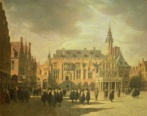 View of the Town Hall in the Market Square of Haarlem