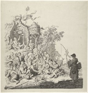 Group of Roma at an Inn with a Dovecote by Gerrit Adriaensz. de Heer