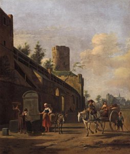 City Wall of Cologne with Peasants and Travellers Nearby, the Church of St. Pantaleon in the Background