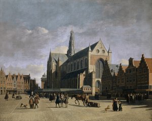 View of the Grote Markt and the Grote Kerk or St.-Bavokerk in Haarlem