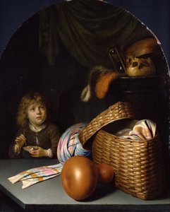 Boy Blowing Soap Bubbles and Still Life by Gerrit Dou