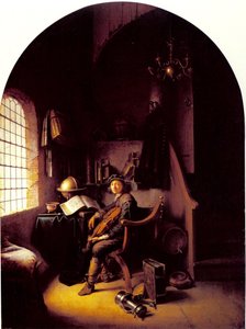 Young Violinist Sitting in His Study Room by Gerrit Dou
