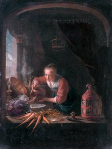 Young Woman Pouring Water Out of a Jug by Gerrit Dou