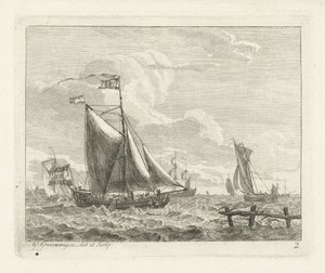 Eight Sailing Ships on Rough Water (Seascapes with Ships series) by Gerrit Groenewegen