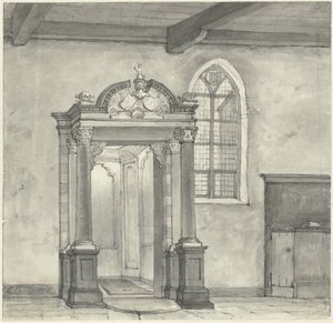 Entrance to the Chapel with the Crypt of the Lords of Zandvoort, in the Church at Zandvoort by Gerrit Lamberts