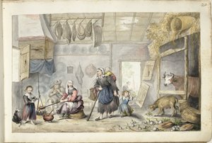 Peasant Interior (Charity or Poverty) by Gesina ter Borch (signed by artist)
