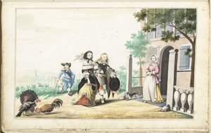 Couple Greeting a Lady at the Door of a Country House by Gesina ter Borch (signed by artist)