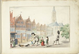 Cockfight in the Sassenstraat in Zwolle by Gesina ter Borch