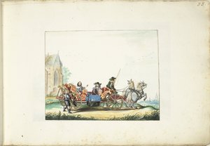 Boy Begging at the Carriage of an Elegant Couple by Gesina ter Borch