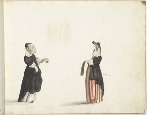 Two Standing Women in Profile by Gesina ter Borch