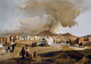 View of Forum and Temple of Jupiter in Pompeii, illustration by Giacinto Gigante from Houses and monuments of Pompeii, by Fausto and Felice Niccolini
