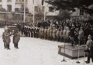 Benito Mussolini Presides Over a State Funeral of a Garibaldi Soldier