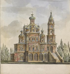 Project for the Church of the Dormition of the Theotokos at the Pokrovka Street in Moscow by Giacomo Antonio Domenico Quarenghi