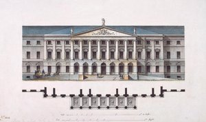 Project of Smolny Institute. The Main Facade and the Ground Floor Plan, 1806-1808 by Giacomo Antonio Domenico Quarenghi