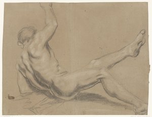 Study of a Falling Male Nude by Giacomo Cavedone (possibly)