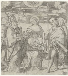 Five Patron Saints of Bologna with Image of Mary by Giacomo Francia