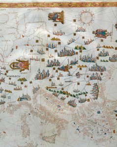 A Nautical Map, detail of Western Europe, 1564 by Giacomo Maggiolo
