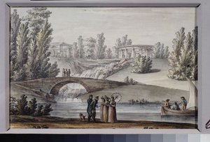 The Temple of Apollo and the Cascade in Pavlovsk Park by Giacomo Quarenghi